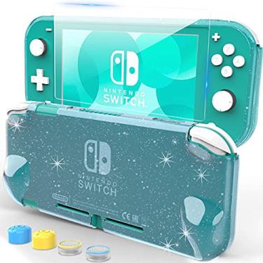 Imagem de HEYSTOP Capa compatível com Nintendo Switch Lite, com película de vidro temperado e 4 polegares, capa protetora de TPU para Switch Lite com antiarranhões/antipoeira (turquesa)