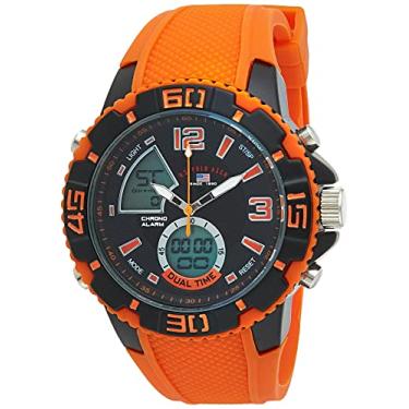 Imagem de U.S. Polo Assn. Relógio esportivo masculino US9483 com pulseira de silicone laranja, Laranja, Digital, movimento de quartzo