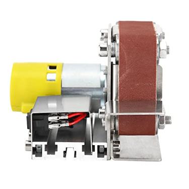 Imagem de Mini Lixadeira de cinto, Lixadeira de disco de alumínio antiderrapante DIY 4500-9000R/min de velocidade ajustável com base sólida espessa, 10 cintos, ferramentas de ajuste para marcenaria (EUA 150W)