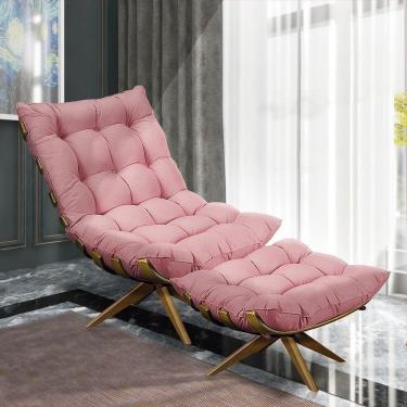 Imagem de Kit 01 Poltrona E 01 Puff Costela Suede Rose