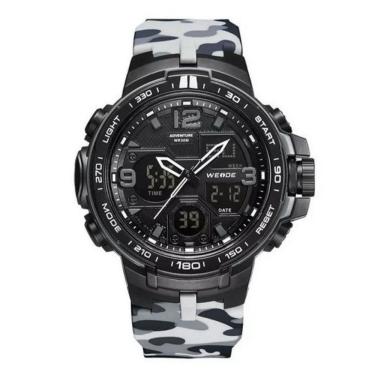 Imagem de Relógio esportivo masculino camuflado preto e branco digital e analógico militar weide WA3J8005