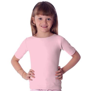Imagem de Blusa Infantil com Proteção Solar Nude Feminina Meia Manga Decote Canoa