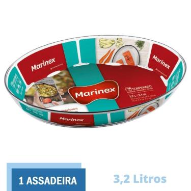 Imagem de Assadeira Travessa Vidro Temperado Vai ao Forno 3,2L Marinex