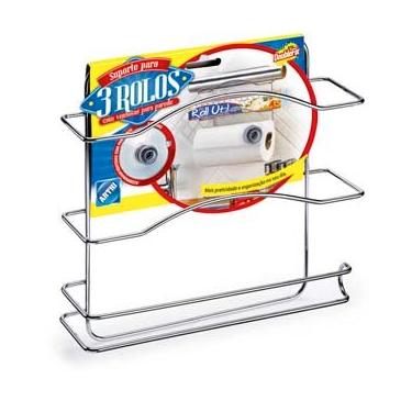 Imagem de Suporte para Cozinha Arthi para 3 Rolos 1150 - Cromado