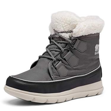 Imagem de Sorel Botas femininas de inverno Explorer Carnival à prova d'água, Pedreira cinza, 3.5 UK