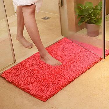 Imagem de Tapete de banho de microfibra absorvente de água antiderrapante tapete de banheiro para sala de estar tapete de banheiro 60x180cm tapete de banheiro, rosa escuro, 30x50cm