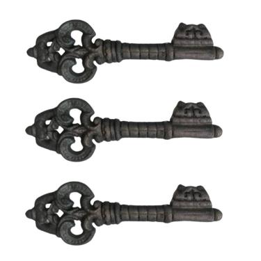 Imagem de Kit 3 Chaves Decorativas Rústica Enfeite em Ferro Nº 02 26cm