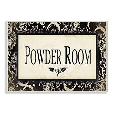 Imagem de Stupell Industries Placa de parede para banheiro preta e bege, 25 x 38 cm, design do artista Jo Moulton