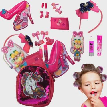 Kit Estojo De Maquiagem Infantil Boneca Com 16 Itens