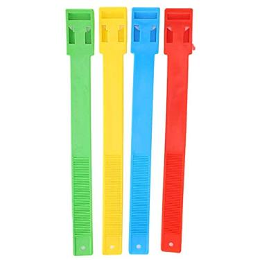 Imagem de 4 faixas de identificação de gado, fita multicolorida de identificação de vaca, faixas de perna de gado, equipamento agrícola para fazendas