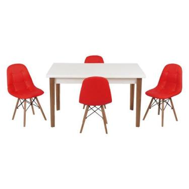 Imagem de Conjunto Mesa De Jantar Luiza 135cm Branca Com 4 Cadeiras Botonê - Ver