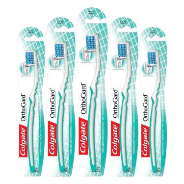 Imagem de Kit 5 Escova Dental Colgate OrthoGard Cabeça Ultra Compacta