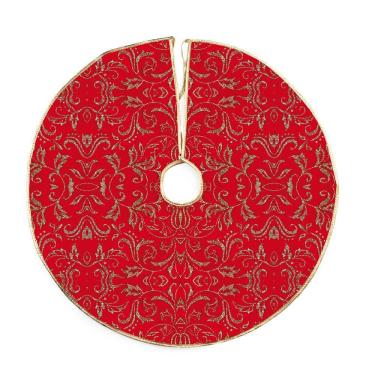 Imagem de Saia De Árvore Folhas Em Organza Vermelha/ouro 120cm 1713715