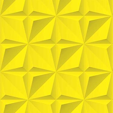 Imagem de Papel de Parede Adesivo Geométrico Efeito Gesso 3D Rolo 1m Diversas Cores Geométrico 3D:Amarelo