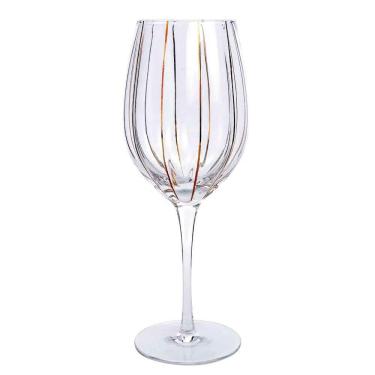 Imagem de Taça p/Agua Cristal Listras Horiz. Douradas 580ml - Unid.