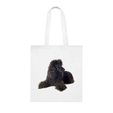 Imagem de Sacola engraçada de cachorro poodle, presente de cachorro poodle, presente para poodle, aniversário de cachorro poodle bolsa de ombro poodle, Branco