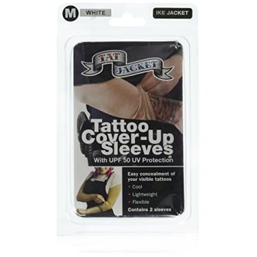 Imagem de Tatjacket Capa para corretivo de tatuagem, pacote com 2, cobertura para braço ou panturrilha, proteção FPS 50, sem deslizamento, para homens e mulheres (unissex), médio, branco