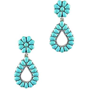 Imagem de Wonderent – Brinco moderno de metal pequeno boêmio turquesa número 248