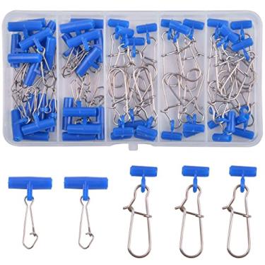Imagem de JSHANMEI 50 peças/caixa de linha de pesca deslizante linha trançada corrediça corrediça forte com fecho duplo de encaixe aço inoxidável bom kit de encaixe