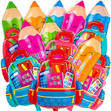 Imagem de 14 Pcs School Is Cool Balloon, Colorful Schoolbag Pencil Foil Balloons Party Decoration for Back To School Classroom Decoration