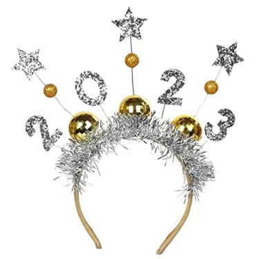 Imagem de Faixa de cabeça para festa de ano - 2023 Fontes de festa de véspera de ano com design de borla - Faixa de cabeça estrela tiara com lantejoulas estrela brilhante faixa de cabeça para festa de Aelevate