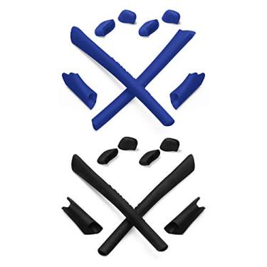 Imagem de Mryok 2 pares de kits de substituição de fones de ouvido para meia jaqueta/meia jaqueta Oakley XLJ/meia jaqueta ajuste asiático - azul e preto