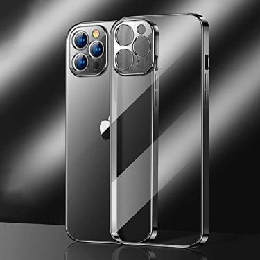 Imagem de Capa de telefone quadrada transparente para iPhone 13 14 11 12 Pro XS Max Mini X XR 7 8 Plus SE 2020 2022 TPU Capa macia, preta, para iPhone13 Mini