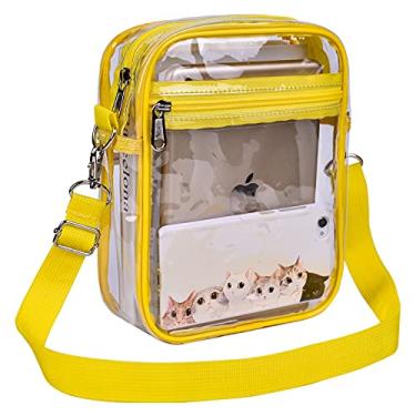 Imagem de USPECLARE Clear Purse Stadium Clear Messenger Bag Stadium Approved for Men and Women Clear CrossBody Bag (Yellow)