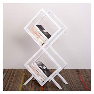 Imagem de KIZQYN Estante independente estante de livros personalidade arte de ferro estante de livros para escritório dormitório de estudo estante (cor: ouro, tamanho: 2 camadas)