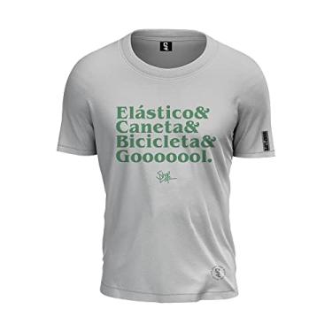 Imagem de Camiseta 100% Algodão Elástico Bicicleta e Gol Futebol Cor:Cinza;Tamanho:M