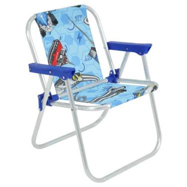 Imagem de Cadeira De Praia Infantil Em Alumínio Hot Wheels Azul Bel Fix Ref.0252