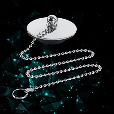 Imagem de Conector para pia de cozinha, tampa de ralo para banheiro Akozon cromada para pia de cozinha plugue de metal sólido com corrente