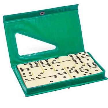 Jogo Domino Profissional Colorido 28 Peças Com Estojo Metal na