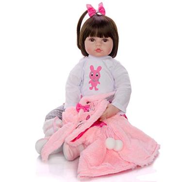 Imagem de Bebe Reborn Coelhinha Boneca Silicone e algodão 48cm