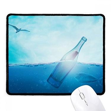 Imagem de Mouse pad de borracha para jogos com borda costurada para garrafa de vidro do oceano
