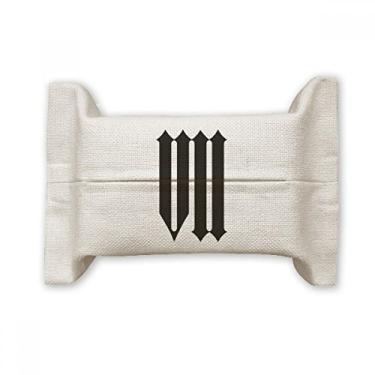 Imagem de Numerais romanos Sete em silhueta preta, suporte de capa de papel para lenços faciais, bolsa de linho de algodão