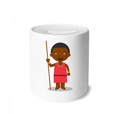 Imagem de DIYthinker Caixa de dinheiro preta Wild Kenya com desenho animado em cerâmica porta-moedas