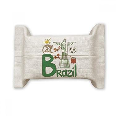 Imagem de Bolsa de linho de algodão com estampa de ponto de referência do símbolo nacional do Brasil