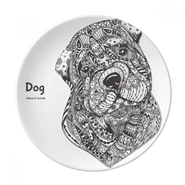 Imagem de Paint Puppy Friend Company Prato decorativo de porcelana Salver louças de jantar