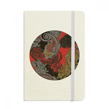 Imagem de Caderno com estampa de nuvens abstratas de flores vermelhas e amarelas em tecido capa dura para diário clássico