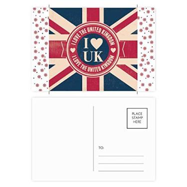 Imagem de I love The United Kingdom Union Jack UK Flag Christmas Christmas Flower Celebration Cartão postal Blessing Mailing Card