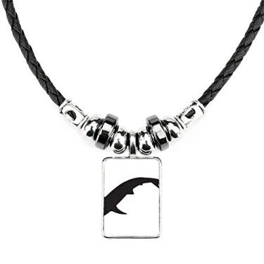 Imagem de DIYthinker Colar com pingente de corda de couro de tubarão azul oceano feroz joia
