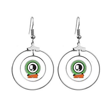 Imagem de Universo e alienígena verde brincos pendurados argola joia círculo gota