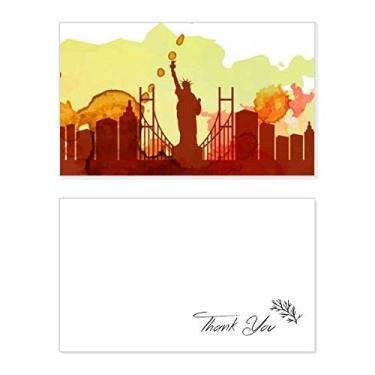 Imagem de USA America New York City Liberty Cartão de agradecimento Aquarela Cartão de agradecimento aniversário cumprimentos casamento agradecimento