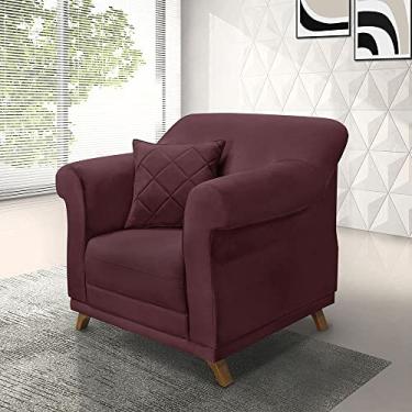 Imagem de Poltrona Estofada Decorativa Sala de Estar Quarto Escritório Leitura (VELUDO VINHO)