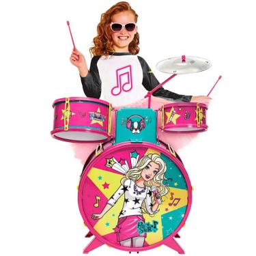 Imagem de Bateria Infantil Fabulosa com Banquinho - Barbie - Fun Divirta-se