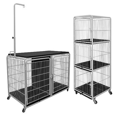 Imagem de Kit Canil Gaiola 3 Lugares E Canil C/Mesa De Tosa Pet Shop