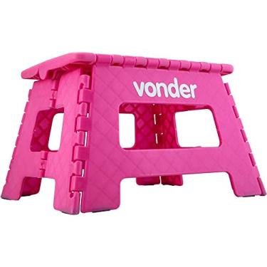 Imagem de Vonder, Banqueta Plástica Dobrável, Rosa, Altura 220 Mm.