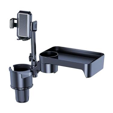Imagem de ＫＬＫＣＭＳ Suporte para copo de carro expansor com bandeja porta-bebidas acessórios para carro 360 giratório multifuncional bandeja de comida para carro suporte, Cinza Pequeno