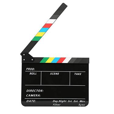 Imagem de Clap Board De Filme De Filme, Diretor De Hollywood Claquete De Cena De Vídeo Acrílico Colorido Filme De Ação Clap Tool Acessório De Ripa De Filme De Filme Com Preto E Branco, 30x25CM